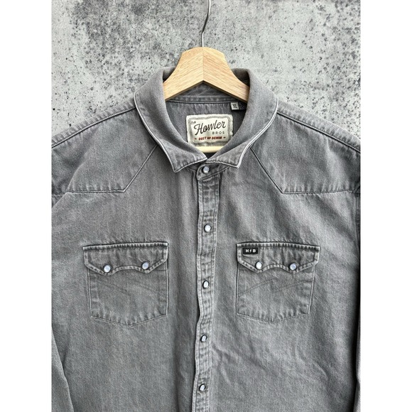 Howler Brothers Dust Up Denim Jovi Gray Pearl Snap Button Western Size XL - Picture 3 of 5